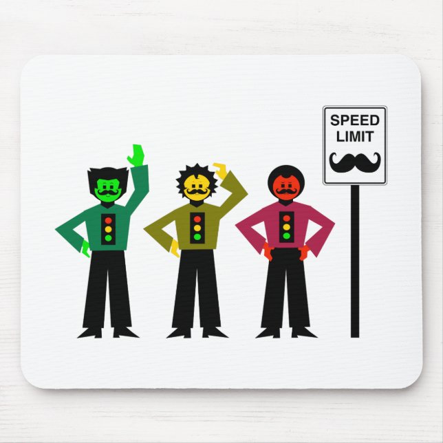 Moody Stoplight Trio Speed Limit Mustachio Mouse Mat (Front)