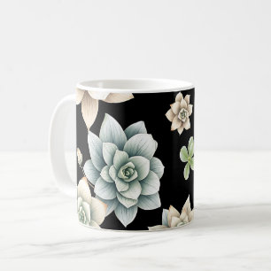 Moody Succulent Rosette Black Botanical Luxury Coffee Mug