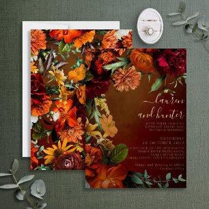 Moody Sunset Colours Floral Script Wedding Gold