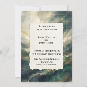 Moody Teal Watercolour Wedding Invitation