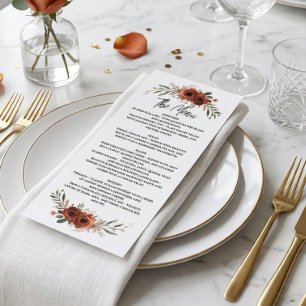 Moody Terracotta Boho Floral Menu