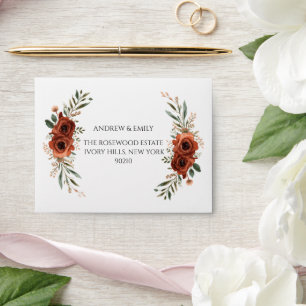 Moody Terracotta boho Floral Wedding RSVP Envelope