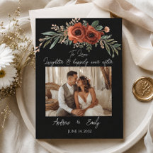 Moody Terracotta Floral Boho Wedding Invitation