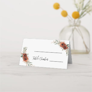 Moody Terracotta Floral Boho Wedding Place Cards