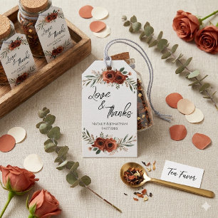 Moody Terracotta Floral Boho Wedding Thank You Gift Tags