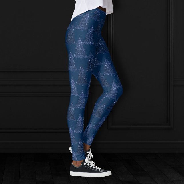 Moody Tree Pattern | Classy Navy Blue Christmas Leggings (Creator Uploaded)