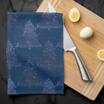Moody Tree Pattern | Classy Navy Blue Christmas Tea Towel<br><div class="desc">Tis the season to decorate! Modern, dark, and moody patterned holiday home and room decor. This fun festive design features a whimsical sparkly Christmas trees with a frisky paint splatter enhanced with faux metallic glitter along with a matching low profile solid background. For other colours or matching products, please contact...</div>