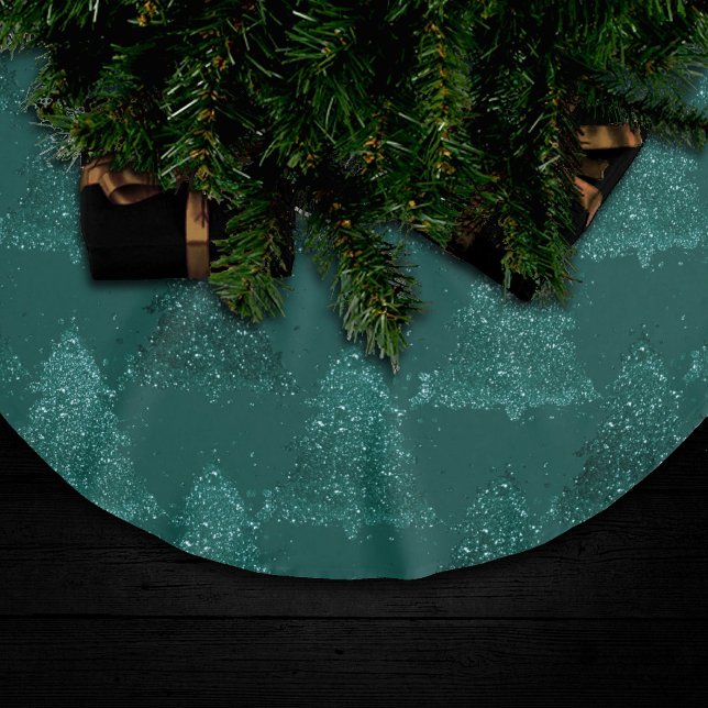 Moody Tree Pattern | Dark Midnight Teal Christmas Brushed Polyester Tree Skirt (Creator Uploaded)