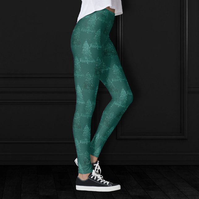 Moody Tree Pattern | Dark Midnight Teal Christmas Leggings (Creator Uploaded)
