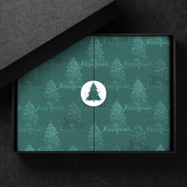 Moody Tree Pattern | Dark Midnight Teal Christmas Tissue Paper (Creator Uploaded)