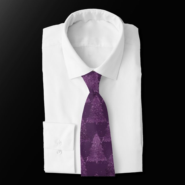 Moody Tree Pattern | Dark Plum Purple Christmas Tie (Creator Uploaded)
