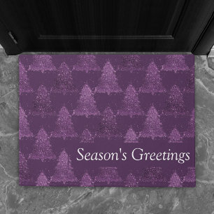 Moody Tree Pattern   Deep Plum Purple Christmas Doormat