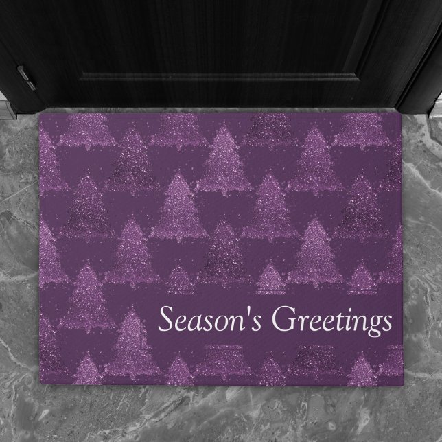 Moody Tree Pattern | Deep Plum Purple Christmas Doormat (Creator Uploaded)