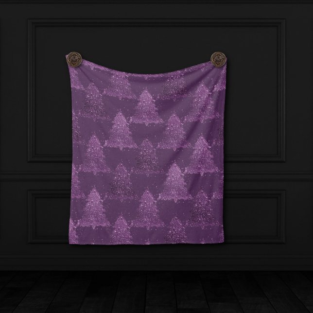 Moody Tree Pattern | Deep Plum Purple Christmas Fleece Blanket (Creator Uploaded)