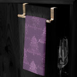 Moody Tree Pattern | Deep Plum Purple Christmas Tea Towel<br><div class="desc">Tis the season to decorate! Modern, dark, and moody patterned holiday home and room decor. This fun festive design features a whimsical sparkly Christmas trees with a frisky paint splatter enhanced with faux metallic glitter along with a matching low profile solid background. For other colours or matching products, please contact...</div>