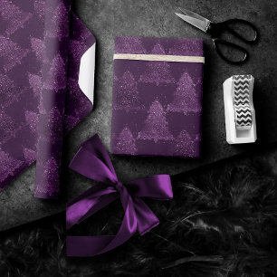 Moody Tree Pattern   Deep Plum Purple Christmas Wrapping Paper