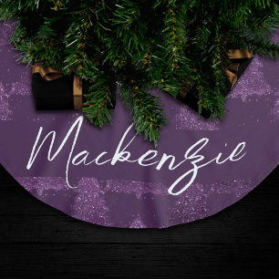 Moody Tree Pattern   Deep Plum Purple Custom Brushed Polyester Tree Skirt