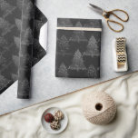 Moody Tree Pattern | Onyx Silvery Black Christmas Wrapping Paper<br><div class="desc">Tis the season for rich creative, artsy custom colour! Modern, dark, and moody patterned holiday design with a fun festive jewel tone palette features a whimsical sparkly Christmas trees with a frisky paint splatter enhanced with faux metallic glitter along with a matching low profile solid background. For other colours or...</div>
