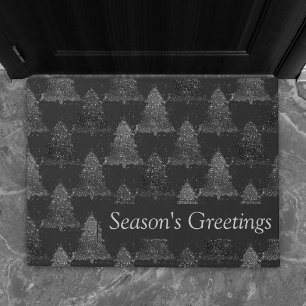 Moody Tree Pattern   Onyx Silvery Black Custom Doormat