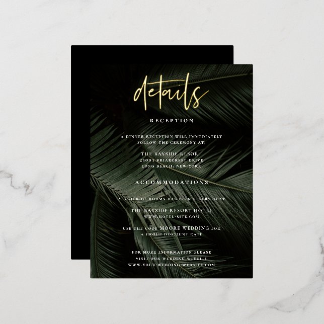 Moody Tropics Wedding Details Enclosure Card (Front/Back)