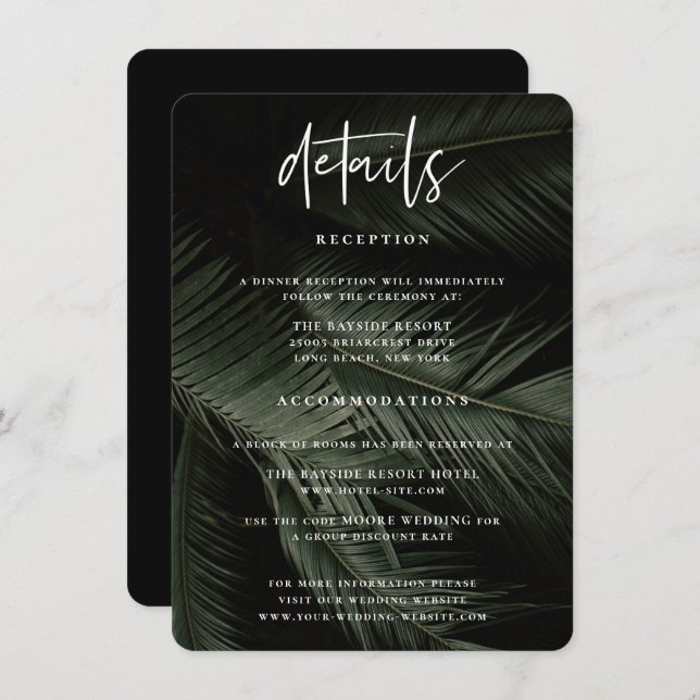 Moody Tropics Wedding Details Enclosure Card (Front/Back)