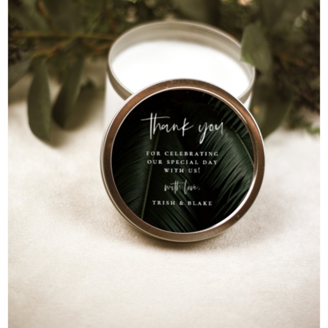 Moody Tropics Wedding Thank You Classic Round Sticker (Creator Uploaded)