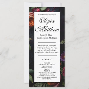 Moody vintage Elegant floral Wedding program