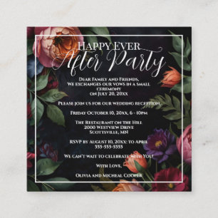 Moody vintage floral Happy Ever After Party Enclosure Card