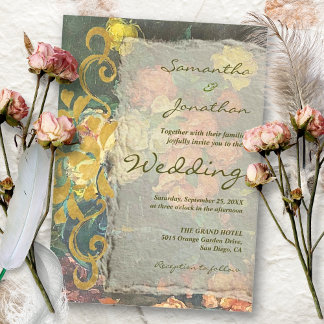Moody Vintage Floral Rococo Revival Wedding Invitation