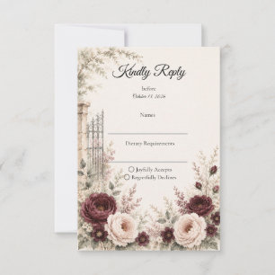 Moody Vintage Garden Romance Wedding RSVP Card