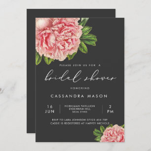 Moody Vintage Pink Peony Bridal Shower Invitation