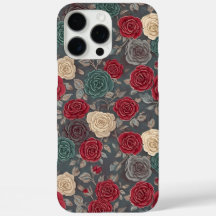 Moody Vintage Red and Teal Rose Floral Phone Case