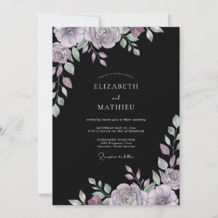Moody Violet Foliage Eucalyptus Wedding Invitation
