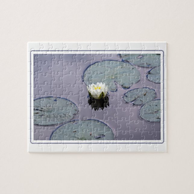Moody Water Lily with Border Jigsaw Puzzle (Horizontal)