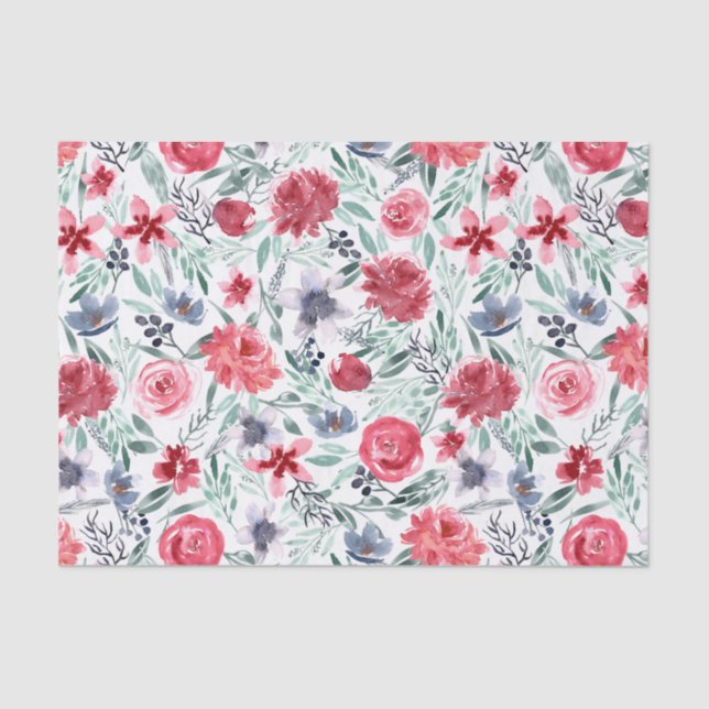 Moody Watercolor Florals Tissue Paper (Front)