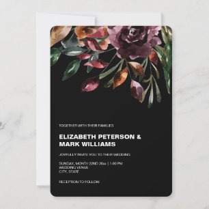 Moody Watercolor Florals Wedding Invitation