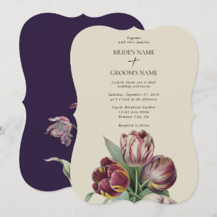 Moody Watercolor Purple Tulips Wedding Classic Invitation