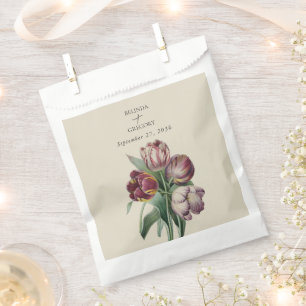 Moody Watercolor Purple Tulips Wedding Favour Bags