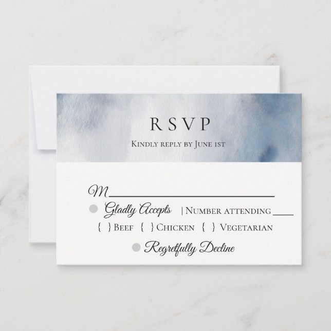 Moody Watercolor Wash Wedding RSVP Card (Front)