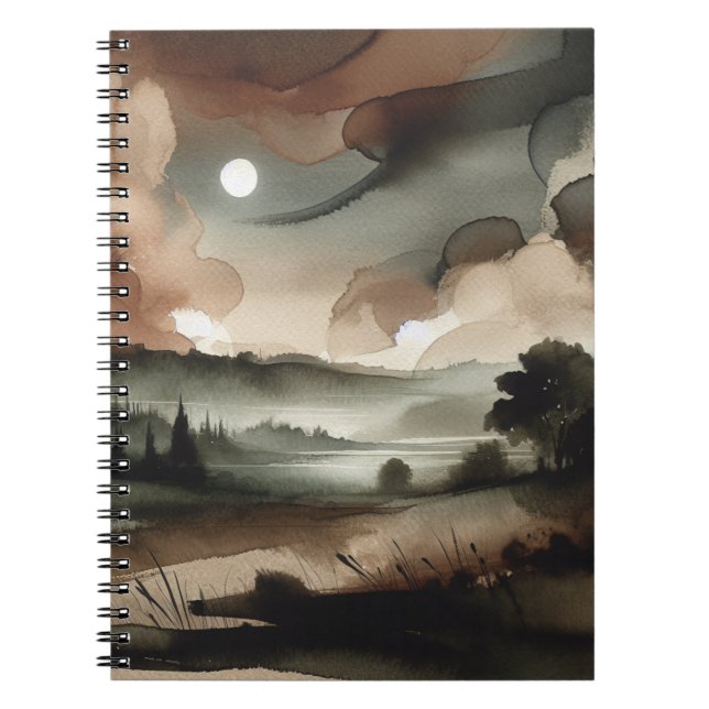 Moody Watercolour Forest Landscape Notebook (Front)