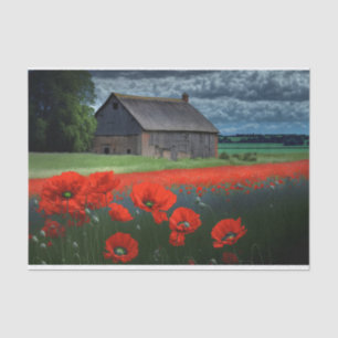 Moody Weather Barn and Poppies Tissue Paper
