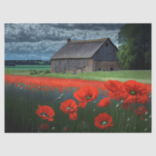 Moody Weather Barn and Poppies Tissue Paper