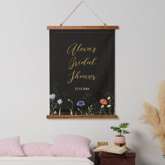 Moody Wildflower Boho Botanical Hanging Tapestry