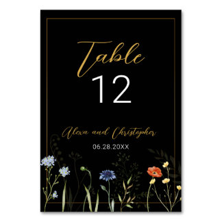 Moody Wildflower Boho Botanical Wedding Table Number