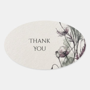 Moody Wildflower Sketch Wedding Sticker