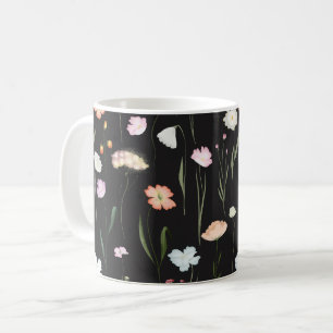 Moody Wildflowers Black Floral Pattern Coffee Mug