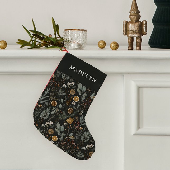 Moody Winter Botanical Personalised Small Christmas Stocking (Creator Uploaded)