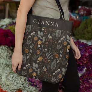 Moody Winter Botanical Personalized Tote Bag