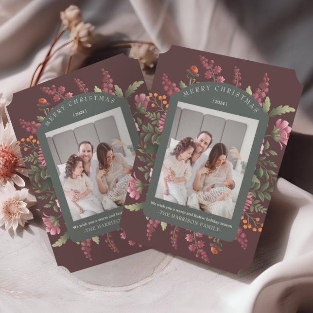 Moody Winter Floral Border Christmas Card (Creator Uploaded)