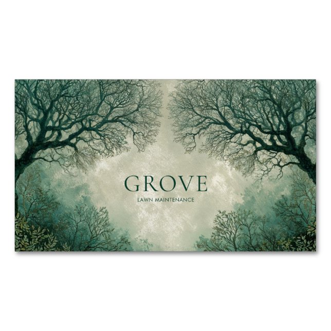 Moody Winter Forest Gothic Romance Magnetic Business Card (Front)